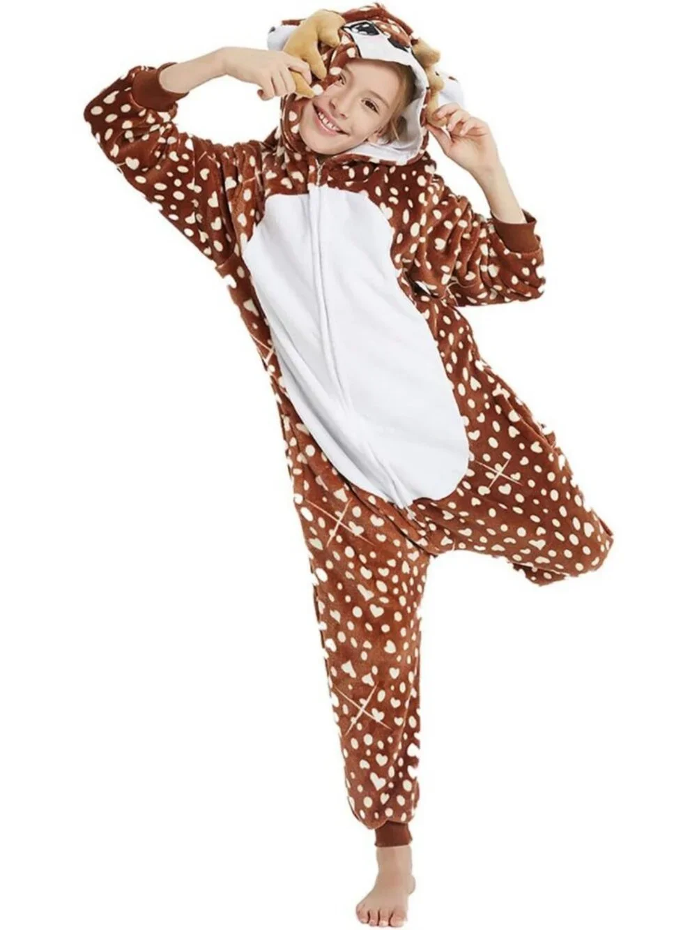 Cozy Kids Reindeer Onesie Costume | Cute Animal Pajamas for Halloween